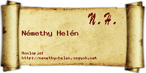 Némethy Helén névjegykártya